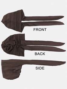 1件装女士加厚褶皱系带发带帽，发箍，可调节头巾，适合日常使用 - 彩色 - 查看 3