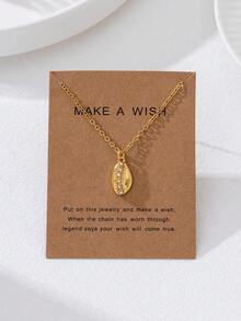 1pc Fashionable Minimalist Ocean Style Golden Seashell Pendant Necklace - Ocean Breeze - View 3
