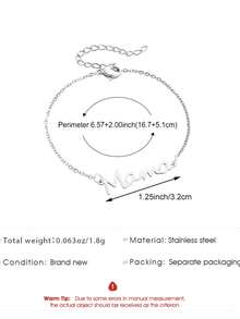 1 Stück 18K vergoldetes Edelstahl "Mama" Buchstaben Kette Armband, minimalistischer, lässiger und vielseitiger Schmuck, perfektes Muttertagsgeschenk für Mama - Silber - Übersicht 7