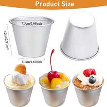 Khuôn làm bánh pudding chống dính - Chảo làm tan chảy sô cô la, cốc bánh trứng tart, khuôn bánh cupcake, khuôn bánh muffin và bánh ngọt, cốc nướng riêng lẻ cho món tráng miệng, cốc làm bánh pudding, dụng cụ nấu ăn, chất liệu chống dính. - Bạc - Xem 5