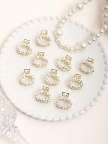 10pcs Women's Elegant Gold Faux Pearl & Rhinestone Oval Side Clips, Suitable For Daily And Casual Side Hair, Princess Hairstyle, All Season, Gift For Girlfriend, Fashionable Accessory For Commute And Date Summer Outfits Beach Claw Clips Vacay Hair Clips - Gold - View 6
