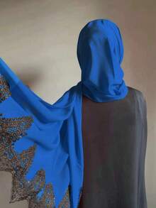 1pc Romantic Lace Trim Chiffon Muslim Hijab Scarf For Abaya - Multicolor - View 12