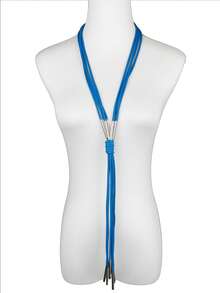 MARLIWOO 1pc Handmade Gothic Style Tassel Necklace, Niche Punk Rock Long Necklace For Women - Multicolor - View 5