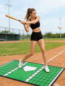 RibasuBB Portable Baseball/Softball Batting Mat, 3*1.5m, With Home Plate Marker, 5mm EVA Backing, Durable PP Artificial Turf, For Indoor/Outdoor Batting Practice - Multicolor - View 7