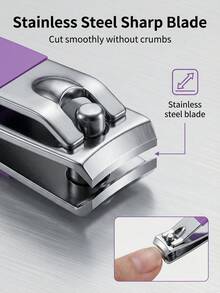 8/14pcs Multifunctional Manicure Set, Stainless Steel Nail Clippers For Fingers And Toes, Nail Care Tools, Pedicure Kit, Professional Travel Manicure Set, Purple New Packaging Box - Multicolor - View 6