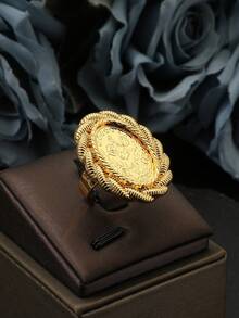 Women's Stainless Steel Gold Ring, Middle Eastern Lucky Totem, Turkish Coin Ring - Gold - View 8