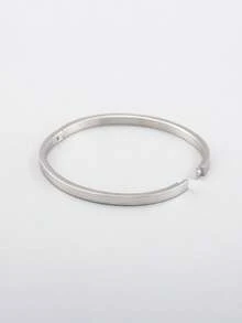 Gelang Baja Tahan Karat, Gelang Kasual Elegan dengan Gesper Oval, Ukuran L (Cocok untuk Wanita) - L Perak - View 4