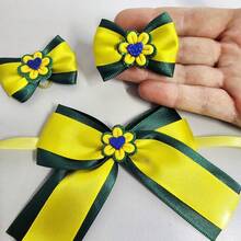 5 Sets Of Double Ribbon Neck Ties + 10 Pairs Of Women's World Cup Bows - 綠色和黃色 - 查看 11