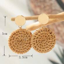 1 par de pendientes artesanales de estilo bohemio tejidos de forma natural, un regalo único de estilo campestre - pendientes de mimbre - Ver 10