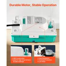 Condensate Pump, 1/24 HP, 110 GPH, 24 Ft Lift, 100-240V Automatic AC Condensation Removal Pump With Safety Switch & 20 Ft Tubing, For Air Conditioner, Dehumidifier, HVAC, Furnace, Ice Maker - Standard Model: 20-30 Ft, >100 GPH - View 5