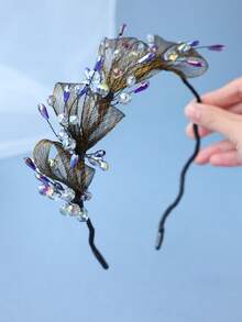 1 pieza Elegante corona de princesa de moda para mujer, diadema de accesorio para el cabello con diamantes de imitación de lujo para cumpleaños/boda, para verano y playa - Multicolor - Ver 9