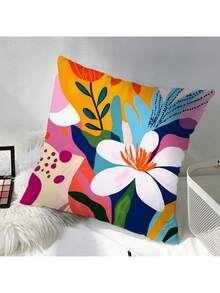 4pcs Dopamine Colorblock Tropical Plant Pillow Covers, Living Room Sofa Backrest Covers, Bedroom Headboard Decorative Cushion Covers (Pillow Inserts Not Included) - Multicolor - View 8
