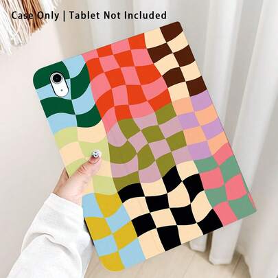 1 chiếc ốp lưng máy tính bảng dạng gập họa tiết kẻ caro nhiều màu sắc, có khe cắm bút, tương thích với Samsung A9/A9+/S9/S9FE/A11/A11+/S11/S10 FE/S10 FE+/S10 Lite, A16 2025, Air 11/13, M3 2025, Mini 7 A17, Pro 2024, Air 11/13, M2 2024, Pro 11/13, M4 2024, Pro 12.9, 7/8/9 Gen, 10.2, 10 Gen, 10.9, Air 4/5/6/7/8, 10.9, Pro 11, 4/5/6 Gen, Mini 6, Se 11, Honor, Matepad Se 11.