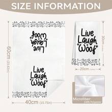 MEMNUN 2条简约可爱线条艺术狗狗“Live Laugh Woof”标语印花厨房巾，可作洗碗巾、手巾、抹布使用，尺寸为15.75*23.62英寸（40*60厘米），超柔软吸水超细纤维材质，现代厨房配件，可机洗，适用于餐厅、厨房、节日装饰和礼品，四季皆宜。 - 彩色 - 查看 4