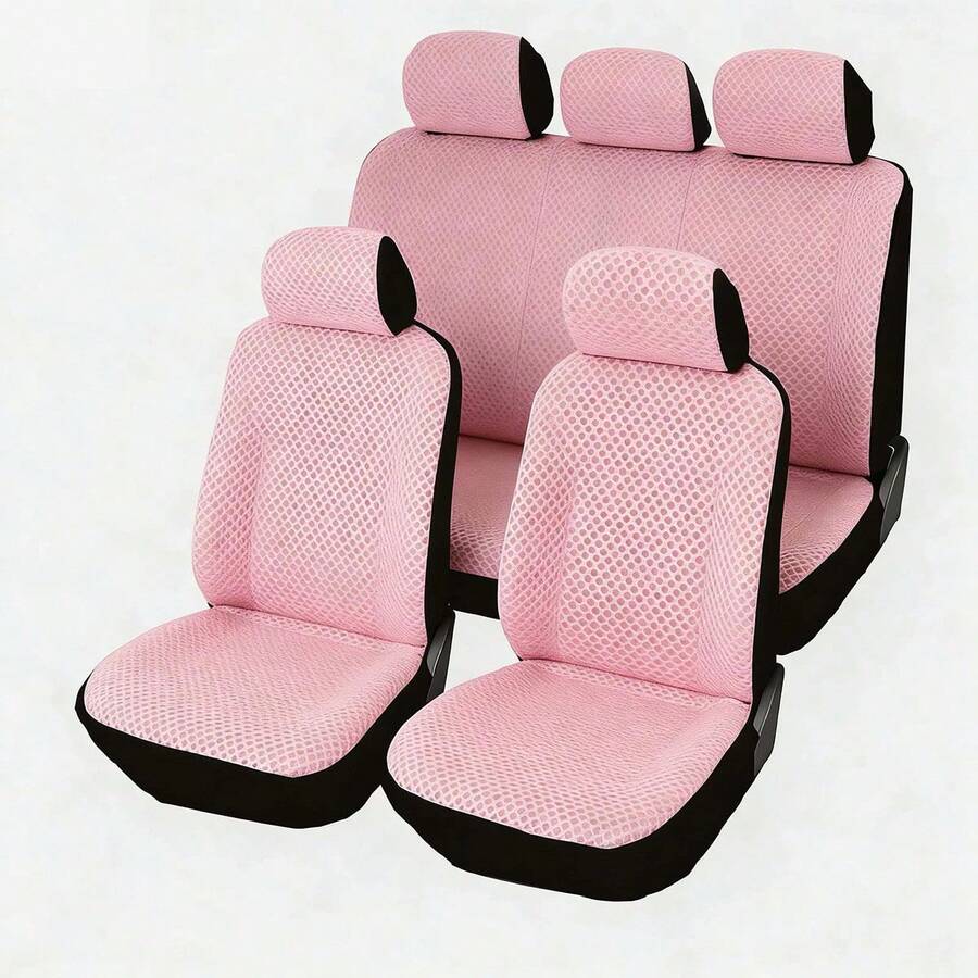 Women's Car Accessories Pink Car Seat Cover, Essential Car Interior Decor, Full Coverage Breathable Car Seat Cushion Suitable For Summer - Multicolor - View 1