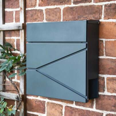 Haines' Granite Grey Wall Mounted Lockable Post Letter Box And Newspaper Holder