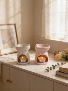 1个创意设计香薰炉，多种造型，简约风格，陶瓷工艺品，节日装饰。也可作为烛台、精油炉和茶蜡烛台使用。是节日、派对、家居、桌面、瑜伽和冥想的理想礼物。 - 彩色 - 查看 5