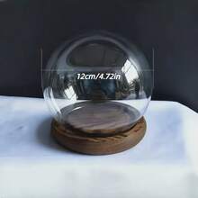 Transparent Glass Dome With Wooden Base, Decorative Display Case, Round Clear Glass Dome For Floral Preservation, DIY Glass Dome, Suitable For Home And Office Decor, Ideal For Halloween And Christmas Decoration - Multicolor - View 5