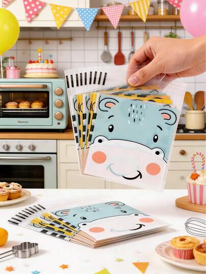 50/100pcs Jungle Animal Packaging Bags, Sealed Gift Bags, Birthday Decoration, Birthday Bags, Birthday Party Supplies, Party Bags, Baking Bags, Candy Bags, Wild Themed Party Supplies, Baby Shower Decorations, Gender Reveal Party, Birthday Gifts, Party Favors, Kitchen Distribution Bags, Creative DIY Packaging Supplies, Home Decoration, Room Decoration, Jungle Animal Decoration