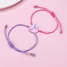Set de bracelets coréens de style minimaliste rétro polyvalent et décontracté avec lettres d'amitié et couleurs contrastées (sans carte) - Multicolore - Voir 2