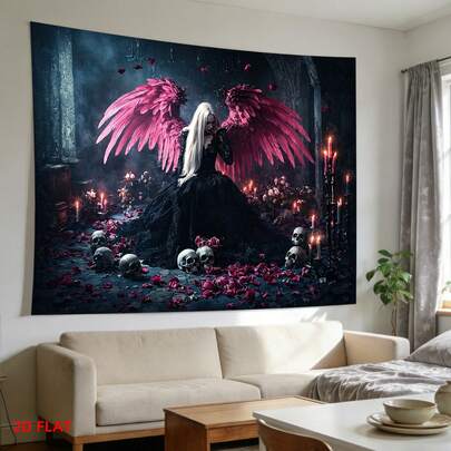 1 Tấm tranh treo tường trang trí mang họa tiết nữ tính với đôi cánh màu hồng, nến, đầu lâu và cánh hoa hồng. Có nhiều kích cỡ khác nhau, sản phẩm này lý tưởng để trang trí tường phòng khách, phòng thiền, văn phòng, cũng như làm nổi bật không gian tiệc tùng. Với tông màu đen và vàng trang nhã, đây là một lựa chọn quà tặng sáng tạo tuyệt vời.