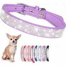 Sparkling Rhinestone Pet Collar, Fancy Diamond Decor Collar For Small Medium Dogs & Cats - Màu tím - Xem 7