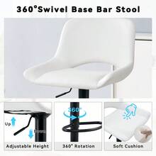 Modern Swivel Adjustable Bar Stools Set - 2 Pack White PU Material With Footrest Holds Up To 250 Lbs Suitable For Home Bars And Kitchen Islands - Trắng + Đen + Da PU thoáng khí + Kim loại + Bộ 21 chiếc - Xem 7