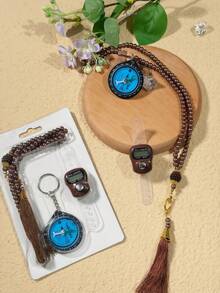 Bộ la bàn điện tử tôn giáo Hồi giáo, tràng hạt 99 hạt, dụng cụ hướng dẫn cầu nguyện, bộ quà tặng thiết yếu cho việc cầu nguyện. - Nhiều màu - Xem 10