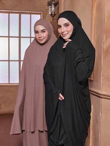 1pc Women's Pullover Prayer Robe, Elastic & Convenient For Daily Wear Instant Hijab, Non-Slip Muslim Headscarf, Khimar Hijab,Beach,Holiday - Multicolor - View 2