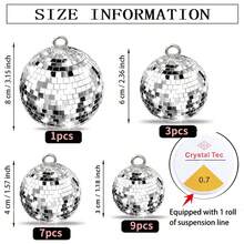 20 piezas Bola de espejo colgante plateada, Decoración de bola de discoteca mini, Bola de espejo reflectante, Decoración de pastel, Árbol de Navidad, Boda - 20Pcs - Ver 6