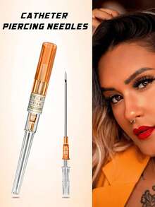 6 piezas Kit de perforación del ombligo, incluye aguja de cánula y anillos de ombligo de circonita cúbica de 14G - Multicolor - Ver 8
