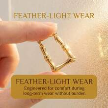 304 Stainless Steel Simple U-Shaped Bamboo Knot Design Earrings, Fashionable & Unique, Durable & Fade-Resistant, Suitable For Women - Gold - View 11