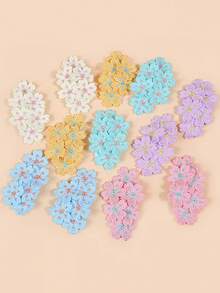 5 piezas/1 pieza Pasadores de pelo con flores bordadas, accesorios de pelo florales simples y prácticos para niñas - Multicolor - Ver 8