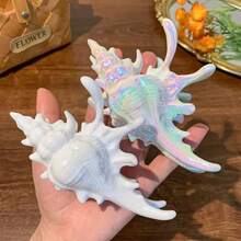 1pc Vacation Style Sea Shell Hair Clip  Shark Clip Versatile Temperament Hair Accessory - 白海螺 - 查看 1