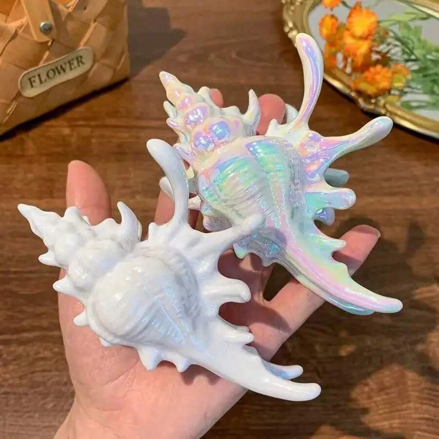 1pc Vacation Style Sea Shell Hair Clip  Shark Clip Versatile Temperament Hair Accessory - 白海螺 - 查看 1