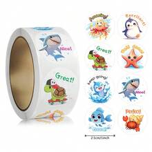 TYFYO 500 miếng/cuộn, nhãn dán khen thưởng 1 inch dành cho trẻ em, học sinh mẫu giáo, trường tiểu học, khuyến khích học sinh, đồ chơi, hình động vật, văn phòng phẩm, nhãn dán sổ lưu niệm. - Tròn - Xem 10
