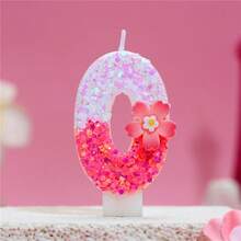 1pc Pink Number Birthday Candle, Sparkling Color Block Flower & Number Birthday Candle, Cake Decor, Creates Romantic Atmosphere, Handmade DIY Adult Ceremony Candle, Suitable For School Opening, Valentine's Day, Princess Birthday Party, Graduation Party - Birthday Candle Number - View 12
