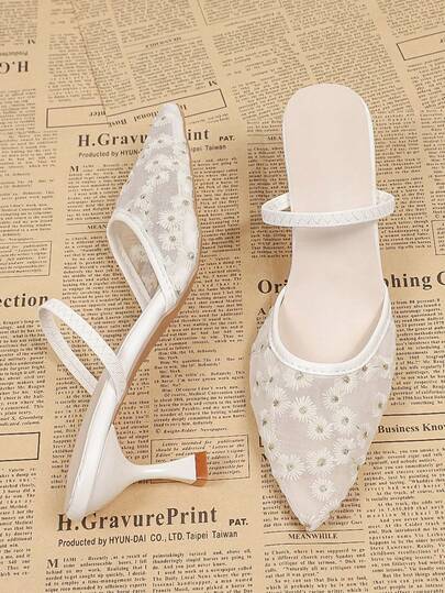 Giày sandal cao gót mũi nhọn bằng lưới thoáng khí dành cho nữ, sandal hở gót thoải mái giúp tăng chiều cao, phù hợp cho công sở, tiệc tùng, đám cưới, hộp đêm vào mùa hè.