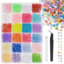 Bộ 3 viên đá trang trí móng tay hình tròn, đính kèm đá resin 24 khe, màu AB huỳnh quang, phụ kiện tự làm móng. - Nhiều màu - Xem 13