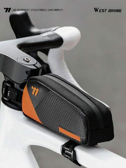  Bolsa ligera para tubo superior de bicicleta WEST BIKING, de material de cuero, impermeable y a prueba de salpicaduras, bolsa de almacenamiento portátil con diseño estable y duradero en 3D para bicicleta de carretera y MTB