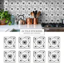 24 szt./zestaw 3,94/5,91/7,87 cala, samoprzylepne naklejki na płytki ceramiczne w stylu vintage z geometrycznymi motywami kwiatowymi, wodoodporne i olejoodporne, do kuchni, odporne na ciepło, do samodzielnego montażu - FHZ-93 - Zobacz 11