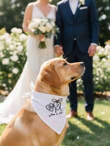 1pc Customized Pet Embroidered Bandana, Personalized Name Pet Bandana, Multifunctional Headband Face Mask Scarf, Unique Personalized Gift, Party Favor, Anniversary Gift - White - View 7