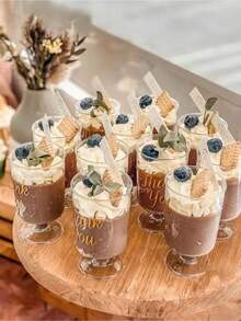 10个/20个/40个/120个一次性甜点杯、冰淇淋杯、慕斯杯、布丁杯、高脚杯、迷你葡萄酒杯、西式甜点杯、自制布丁模具、纸质纸杯蛋糕杯、葡萄酒杯、糖果盒、糖果杯 - 彩色 - 查看 3