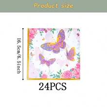 Gold Rim Gold Butterfly Disposable Tableware Set, 7/9 Inch Party Plates, Disposable Paper Plates, Cups, Napkins, Suitable For Holidays, Weddings, Engagements, Birthdays, Parties, Celebrations - Multicolor - View 13