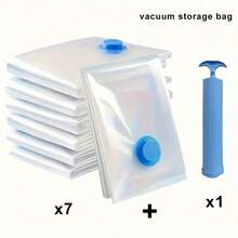 8pcs/Set (60cm*40cm) Large Vacuum Storage Bags With Manual Air Pump, Clothes Vacuum Compression Bags, Suitcase Vacuum Compression Bags With Pump, Suitable For Clothes, Pillows, Quilts, Blankets, Bedding Vacuum Storage - View 2