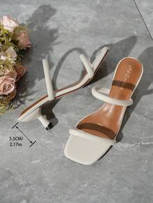 Giày sandal đế thấp tối giản dành cho nữ, màu trắng, thiết kế quai mảnh, hở mũi, thích hợp cho tiệc tùng, kỳ nghỉ, đi làm, giày dép mùa hè. - Màu be - Xem 7