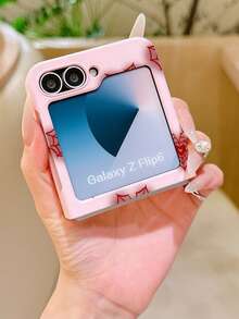 1个时尚简约亲肤PC材质可爱简约蜘蛛网爱心元素折叠手机壳，可保护手机并防止跌落，适用于：三星Galaxy Zflip 3/Zflip 4/Zflip 5/Zflip 6/Zflip 7/ Find N3 Flip/ Razr 50 Ultra/ Razr 60 Ultra/ Razr 60/ Razr 50/小米MIX Flip/Galaxy Z Flip7 FE - 粉色 - 查看 3