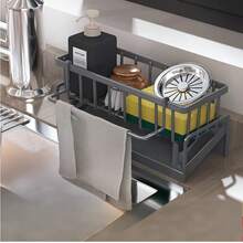 Kitchen Sink Sponge Draining Rack, Self-Draining Kitchen Sink Organizer, Sink Rack, Can Hold Dish Brushes, Rags, Soap, Scrubbing Accessories, Baskets And Containers For Kitchen Storage. - Multicolor - View 9