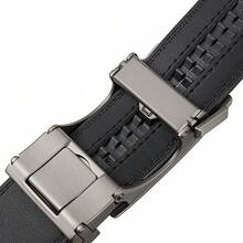 3.5cm Luxury Designer Automatic Buckle Genuine Leather Belt For Men, Blue & Black - R394 - View 7