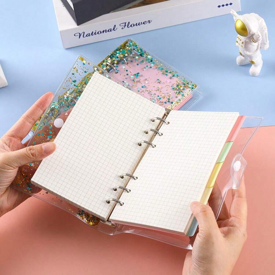 优雅闪光封面A6笔记本，油画质感日记本，学生便签本，粉丝收藏册 - 活頁本 - 查看 1